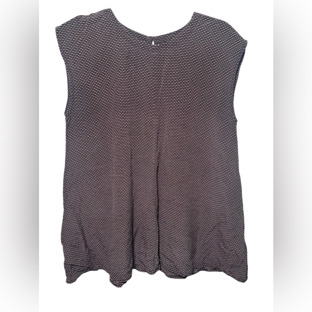 Eileen Fisher Womens Silk Sleeveless Top Plum Burgundy Wavy Pattern Size Small